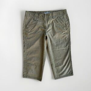 Womens Cropped Pants size 8 Cotton Olive Green Crop Casual Lindsay Ann Taylor